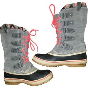 Sorel Women's Gray Suede Winter Snow Boots Waterproof NL2142-051 Size 8.5